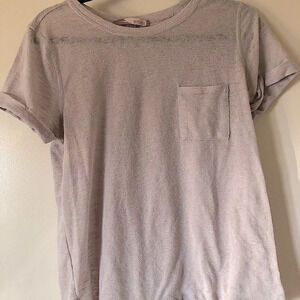 Forever 21 tan short sleeved rolled cuff sleeve front pocket tee t shirt beige